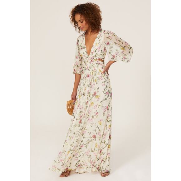 Monique Lhuillier Dresses & Skirts - ML Monique Lhuillier | Floral Pleated Chiffon Gown